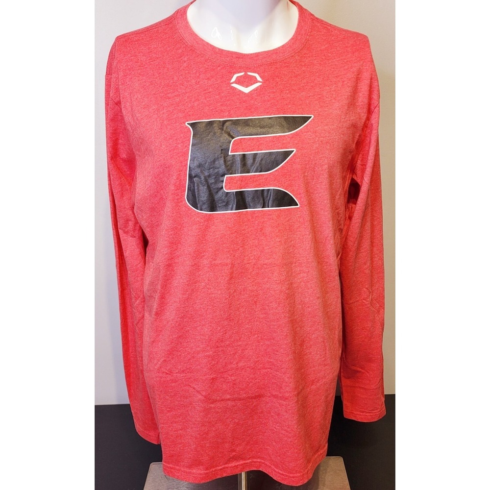Evoshield Longsleeve Crew Neck Athletic T Shirt Mens Size Large Red Baseball Tee
